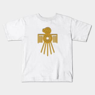 The 'Aztec Spirit Bird Crop Circle' In Gold Kids T-Shirt